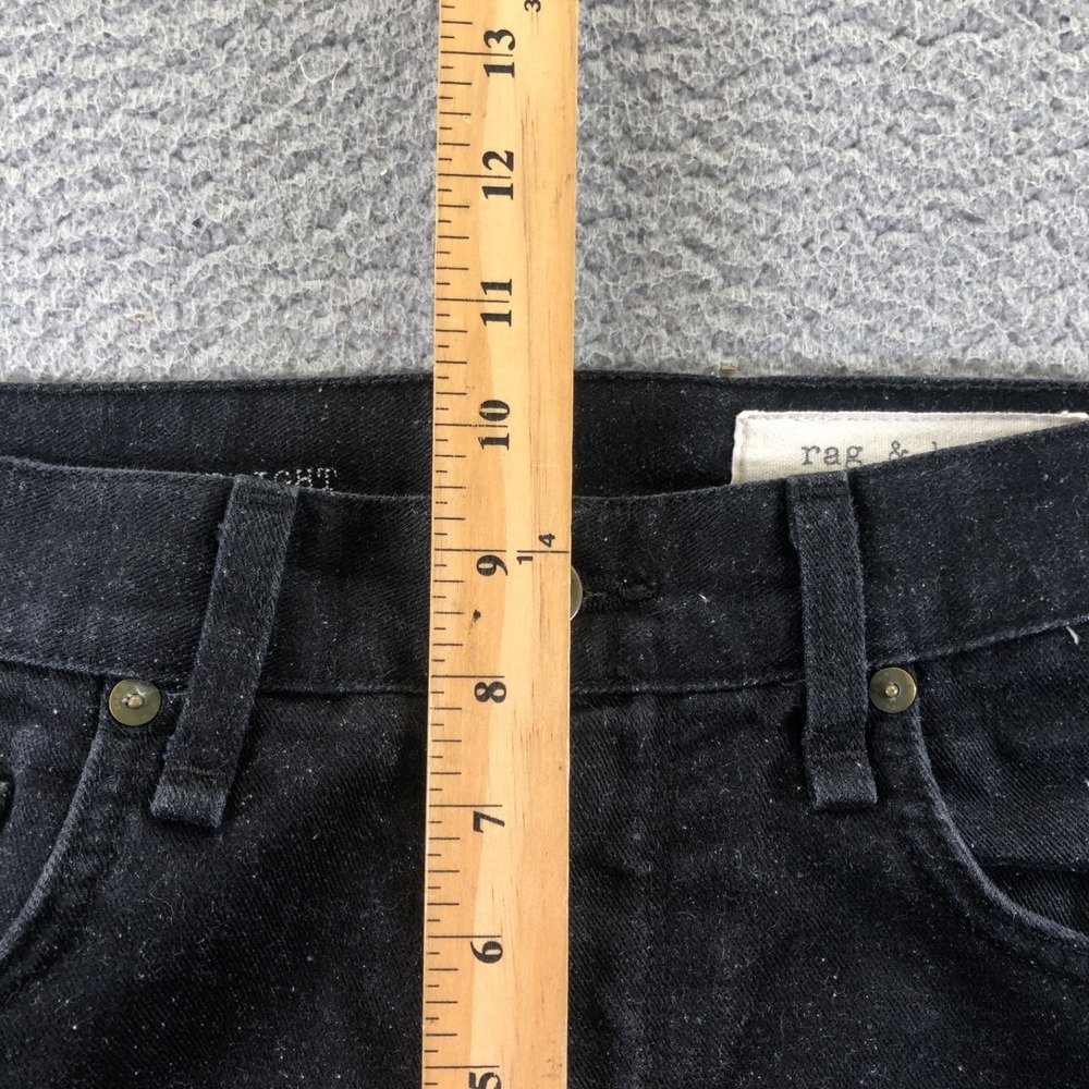 Rag & Bone Jeans Mens 30x34 Black 15x Slim Straight Nap Neppy Button Made In USA - Picture 13 of 16
